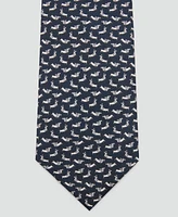 Mango Men's Dog Print Mulberry Silk Tie