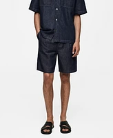 Mango Men's Cotton Denim Effect Bermuda Shorts