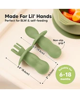 KeaBabies 4-Pack Prep Baby Spoons & Forks Set, Self Feeding Utensils 6-18 Months, Silicone Blw Bpa-Free