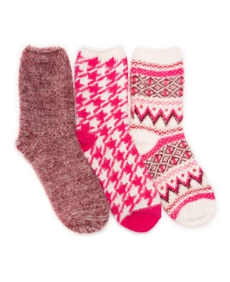 Muk Luks Women's Set of 3 Fuzzy Yarn Socks-