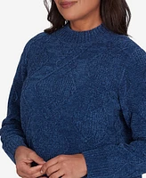 Alfred Dunner Petite Classics Chenille Diamond Turtleneck Sweater