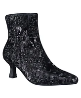 Impo Women's Nidia Sequin Kitten Heel Pointed Toe Ankle Booties