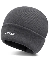 Levi's Men's Logo Beanie & Windowpane Scarf Set