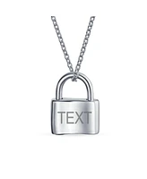 Bling Jewelry Plain Simple Couples Functional Lock Pendant Charm Lovers Padlock Necklace For Women Solid Sterling Silver Chain 16 Inch