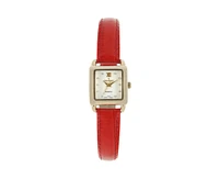 Peugeot Women's 20mm Square Watch with Glossy Red Leather Strap