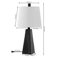 Jonathan Y Owen 20.5" Contemporary Resin Led Table Lamp, White Marble Finish (Set of 2)
