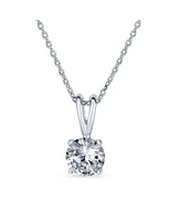 Bling Jewelry 1.5CTW Cz Solitaire Round Clear Cubic Zirconia Pendant Necklace For Women s Sterling Silver