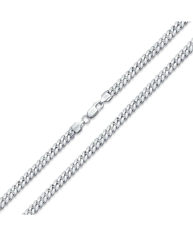 Bling Jewelry Solid Sterling Silver 150 Gauge 5MM Heavy Curb Miami Cuban Chain Necklace Nickel-Free Inch