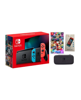 Nintendo Switch Neon Bundle With Accessories and Mario Kart 8 Deluxe Game