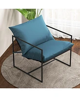 Skonyon 2 Pieces Sling Accent Chair Leisure Chair with Weatherproof Seat Fabric Indoor Outdoor-Navy