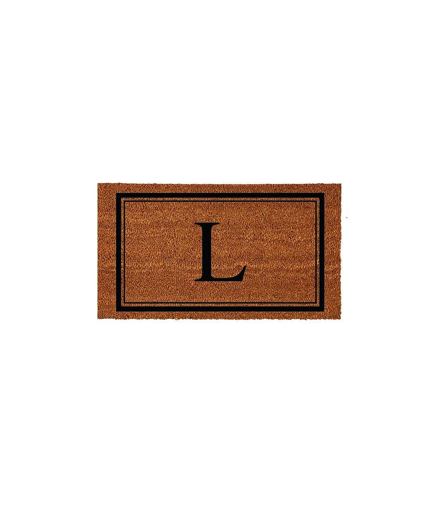 Evergreen Monogram Indoor Outdoor 100% Natural Coir Doormat 28" x 16" | Letter "L"