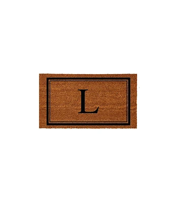 Evergreen Monogram Indoor Outdoor 100% Natural Coir Doormat 28" x 16" | Letter "L"