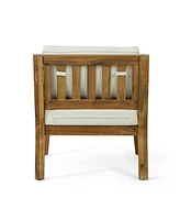 Outdoor Acacia Club Chairs with Beige Cushions