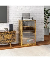 Streamdale Furniture Multi-Tier Media Cabinet with Glass Doors