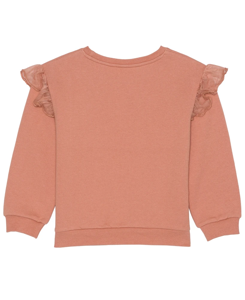 Hello Kitty Toddler and Little Girls Long Sleeve Ruffle Sweatshirt