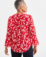 Style & Co Women's Printed Pintuck Top, Created for Macy's