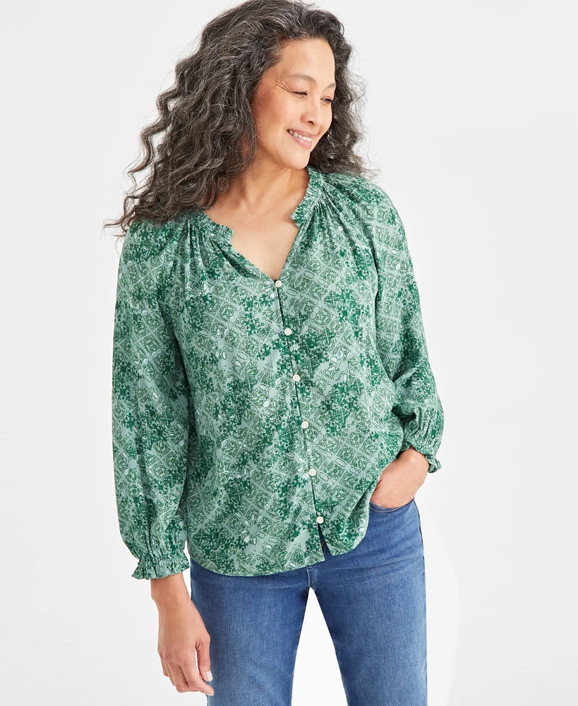 Style & Co Women's Shine Woven Top, Created for Macy's