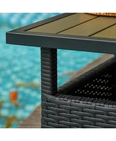 Rattan Wicker Side Table with Umbrella Hole and Sandbag