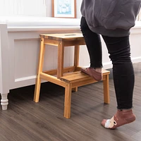 Streamdale Furniture Acacia Wood Two Steps Stool Small Size Rectangle