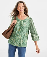 Style & Co Petite Scandi Mixed-Media Top, Created for Macy's