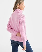Style & Co Women's Lurex Cable-Knit Turtleneck Sweater, Created for Macy's