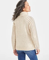 Style & Co Women's Lurex Cable-Knit Turtleneck Sweater, Created for Macy's