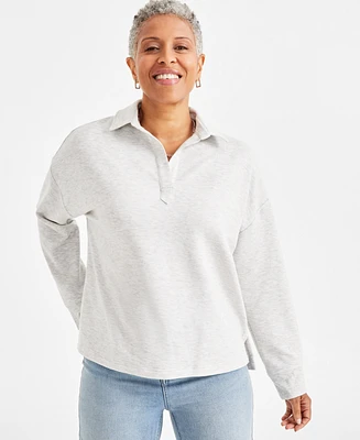 Style & Co Women's Fleece Johnny-Collar Sweatshirt, Created for Macy's