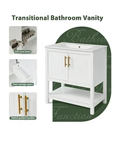 30-Inch Green Vanity with Sink and Storage