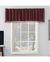 Sun Zero Evelina Faux Dupioni Silk Beaded Tassels Thermal Extreme 100% Blackout Back Tab Curtain Valance