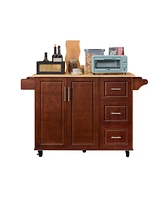 Streamdale Furniture Drop Leaf Rolling Kitchen Island with Storage