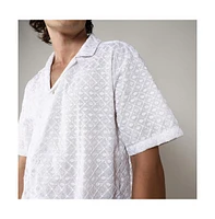 Men's Chalk White Embroidered Circular Shirt