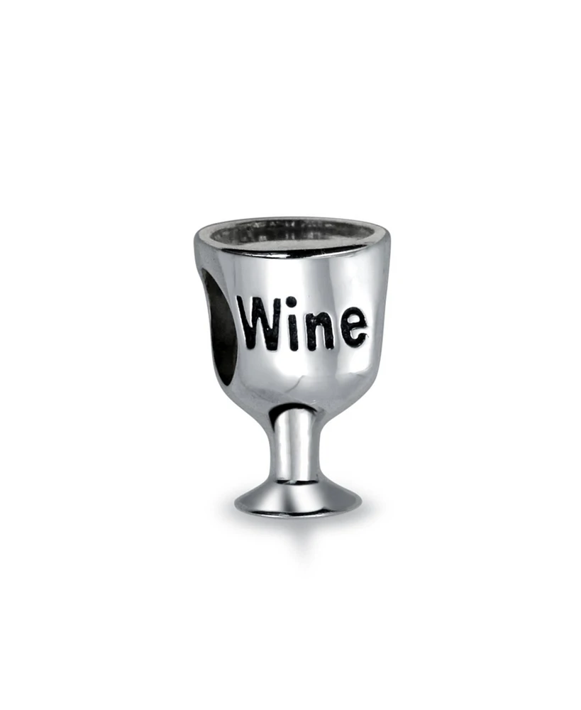 Bling Jewelry Foodie Drinker Goblet Sommelier Wine Glass Stem Bead Charm For Women Sterling Silver Fits European Bracelet