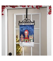 Evergreen Garden Flag Christmas Eve Linen Double Sided Indoor Outdoor Decor 18" x 12.5"