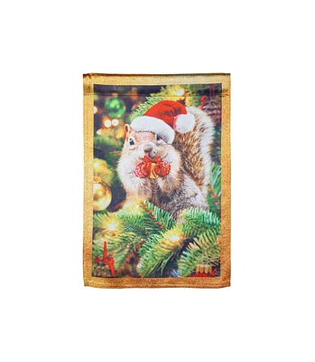 Evergreen Garden Flag Santa Squirrel Lustre Double Sided Indoor Outdoor Decor 18" x 12.5"