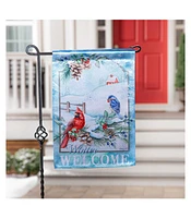 Evergreen Garden Flag Snow Country Birds Lustre Double Sided Indoor Outdoor Decor 18" x 12.5"