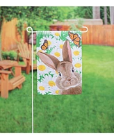 Evergreen Hello Bunny Suede Garden Flag