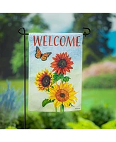 Evergreen Sunflower Trio Suede Garden Flag