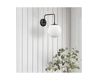 Moose Modern Plug-in Wall Sconce Globe Swing Arm, Black with Switch