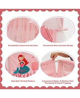 Costway Kids Playhouse Large Children Indoor Play Tent Gift w/ Cotton Mat Longer Curtain
