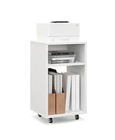 Sugift Mobile File Cabinet Wooden Printer Stand Vertical Storage Organizer