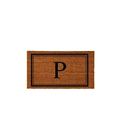Evergreen Monogram Indoor Outdoor 100% Natural Coir Doormat 28" x 16" | Letter "P"