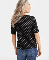 Style & Co Women's Printed Elbow-Sleeve Top, Created for Macy's