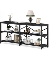 Tribesigns 70.9 Inch Extra Long Console Table, Modern Sofa Table Behind Couch Table with Storage Shelves, 3-Tier Industrial Hallway Entryway Table for