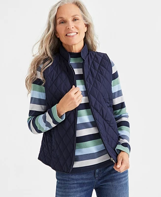 Style & Co Petite Solid Quilted Vest, Created for Macy's