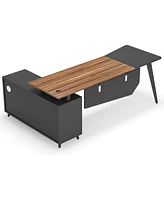 Tribesigns L-Shaped Computer Desk with File Cabinet, 78.74 Inch Large Executive Office Desk with Shelves