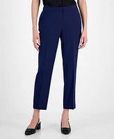 Kasper Slim Straight-Leg Elastic-Back Pants