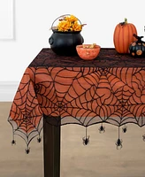 Elrene Crawling Halloween Spider Lace Lined Oblong Tablecloth, 60" x 84"