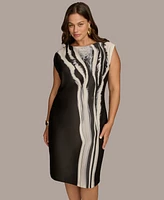 Donna Karan New York Plus Printed Cap-Sleeve Midi Dress