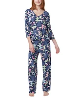 Hue Women's 2-Pc. Ultra Ribbed Printed Pajama Set