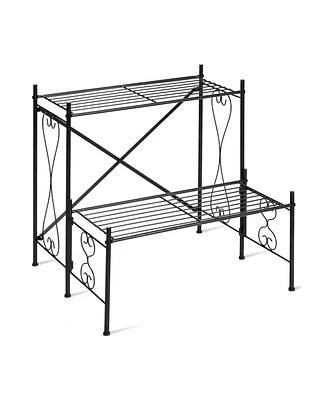 Skonyon 2-Tier Metal Plant Stand Garden Shelf